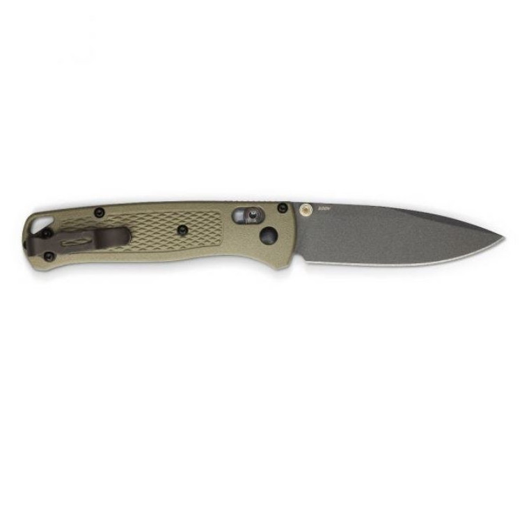 Benchmade Bugout Non-Serrated Gray Cerakote Drop Point - Axis Lock/Thumb Stud - Image 3